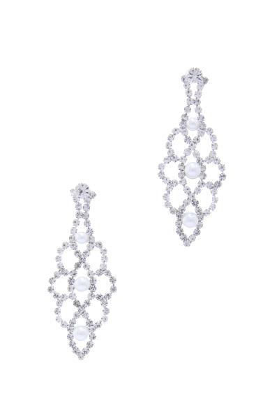 Rhinestone Pearl Post Drop Earring