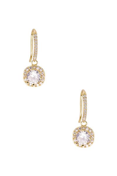 CRYSTAL CUSHION SHAPE FISH HOOK EARRING