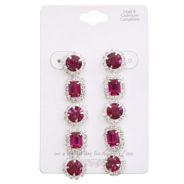 Square Circle Rhinestone Link Earring