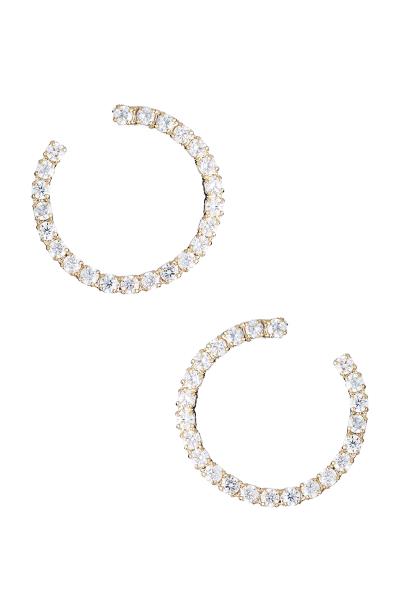 Cubic Zirconia 1 Line Open Circle Post Earring