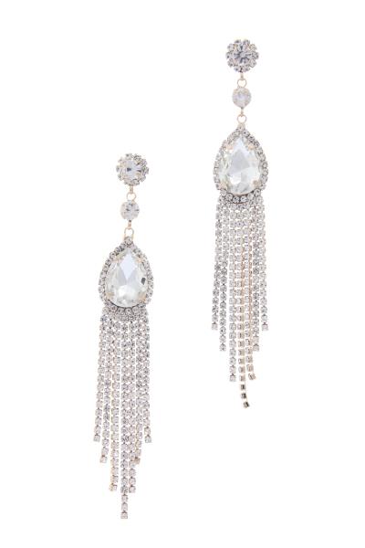 Rhinestone Teardrop Multi Strand Dangle Earring
