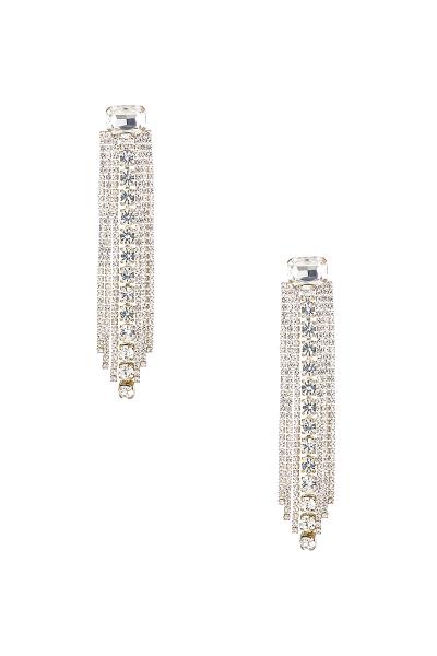 Rhinestone Rectangle Top Fringe Earring