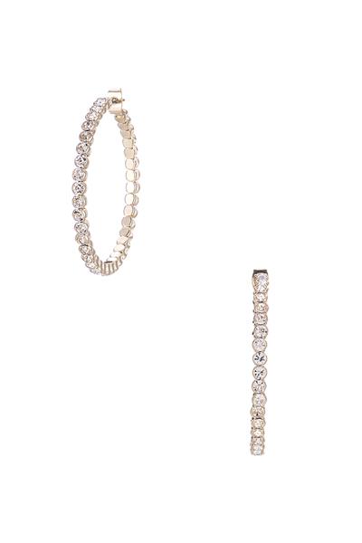 RHINESTONE CIRCLE EDGE HOOP EARRING