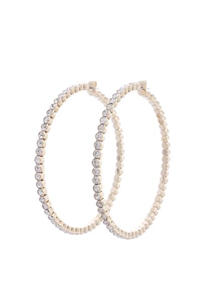 RHINESTONE CIRCLE EDGE HOOP EARRING