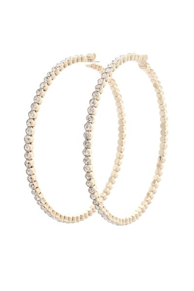 RHINESTONE CIRCLE EDGE HOOP EARRING