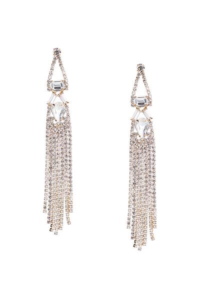 Rhinestone Geo Shape Fringe Earring
