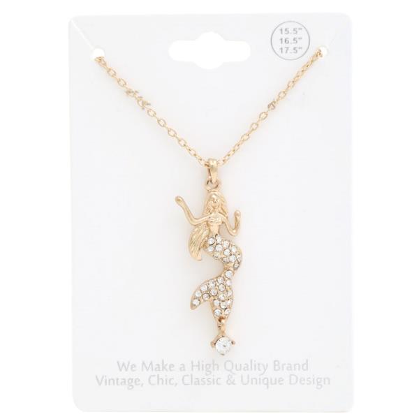 Mermaid Rhinestone Metal Necklace