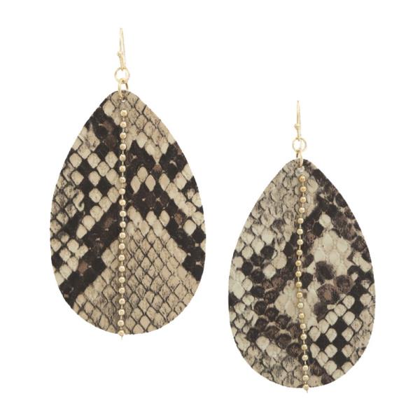 Animal Print Teardrop Ball Chain Dangle Earring