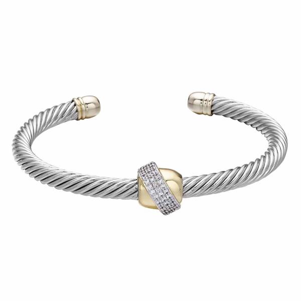 Two Tone Rhinestone Cuff Bracelet
