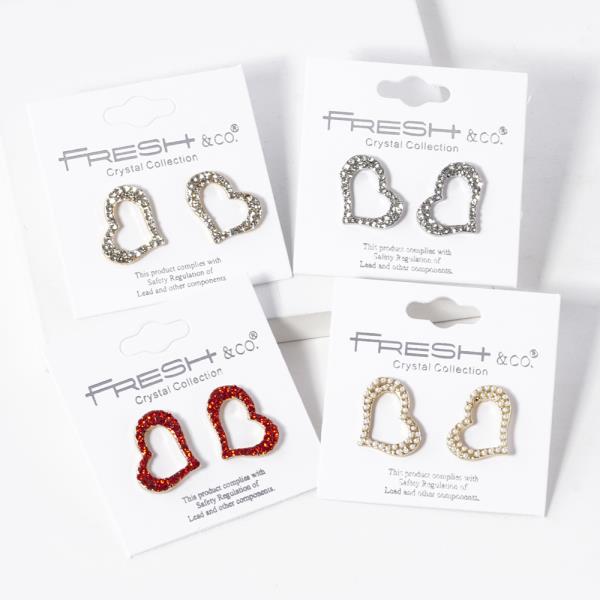 Cut Out Heart Rhinestone Post Earring