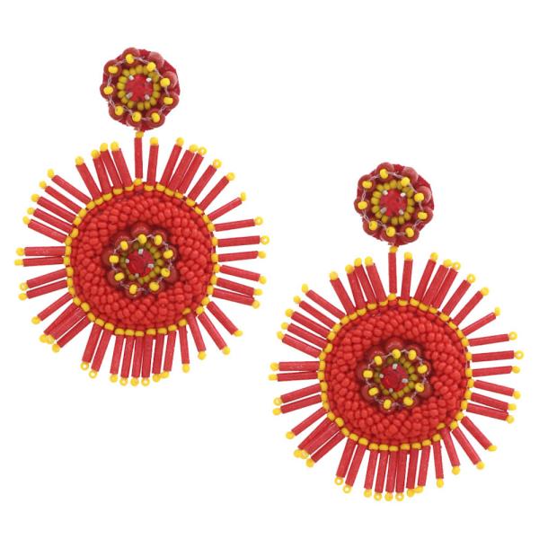 Flower Seed Bead Dangle Earring