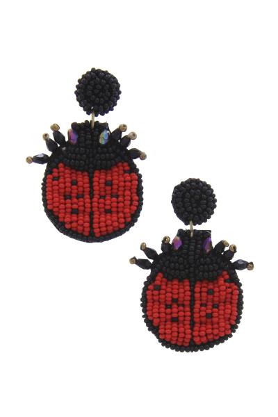 Lady Bug Seed Bead Earring