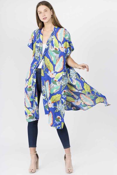 Leaves Print Cover Up Kimono