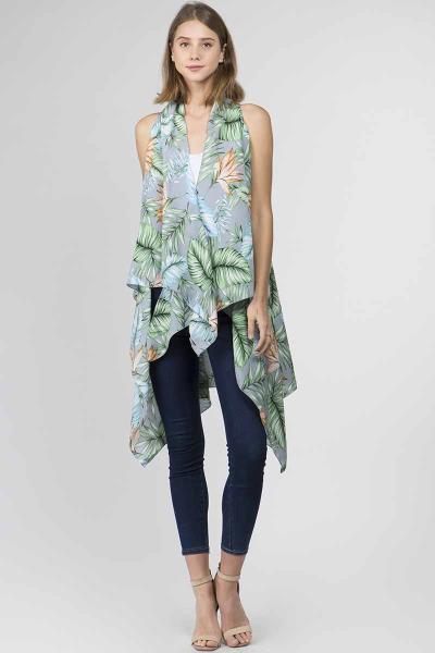Chic Flower Print Vest