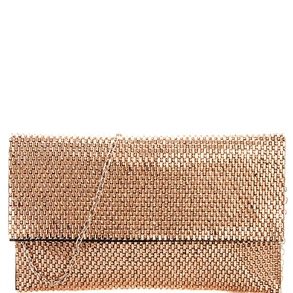 Chic Glossy Textured Princess Clutch with Chain