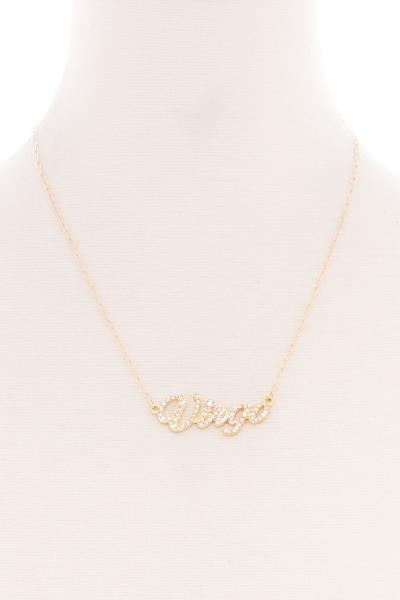 SODAJO RHINESTONE CURSIVE ZODIC SIGN NECKLACE