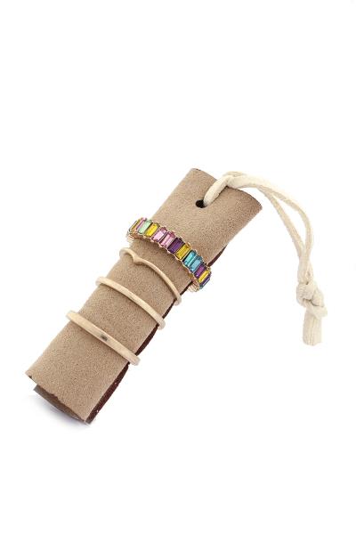 Multi Stone Metal Ring Set
