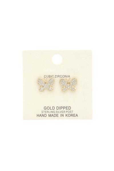 Butterfly Cubic Zirconia Gold Dipped Earring