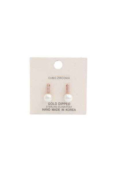 Pearl Rhinestone Bar Earring