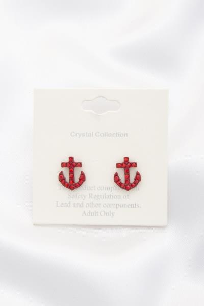Anchor Rhinestone Stud Earring