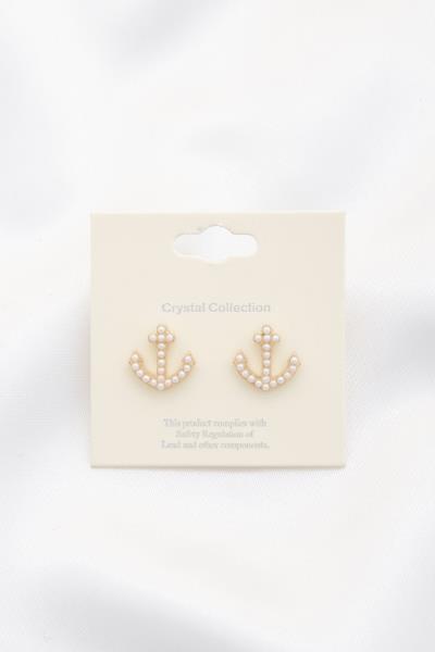 Anchor Rhinestone Stud Earring