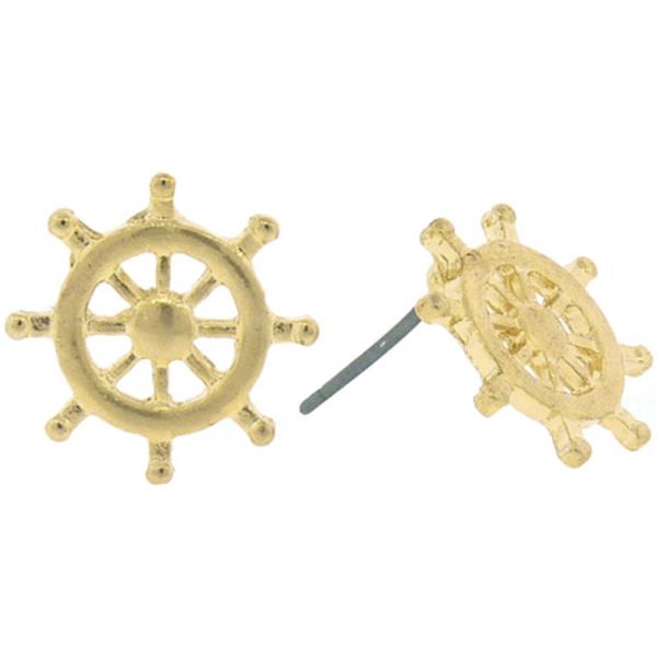 Metal Ship Wheel Stud Earring