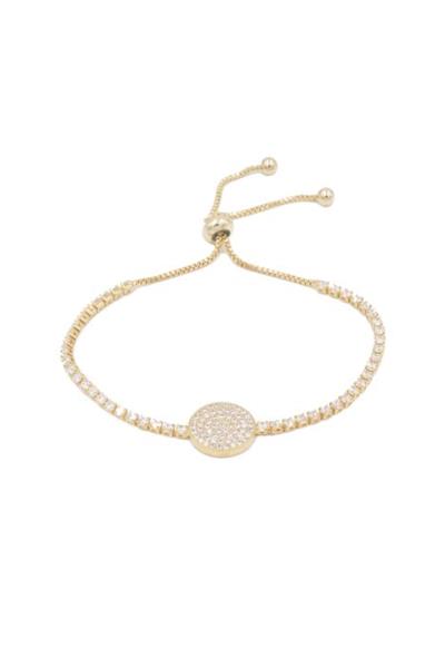 Rhinestone Round Adjust Bracelet