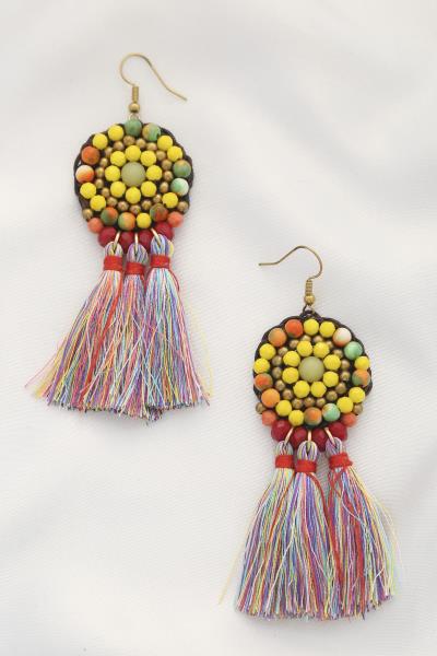 Beaded Tassel Dangle Earring