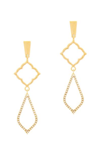 Clover Water Drop Stone Metal Earring