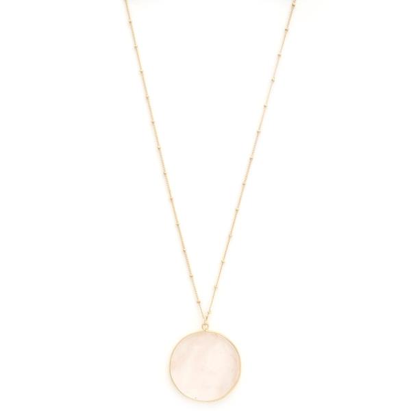 FASHION STONE CIRCLE PENDANT LONG NECKLACE