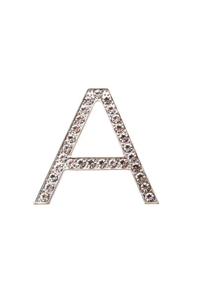 RHINESTONE INITIAL FASHION BROOCH PIN