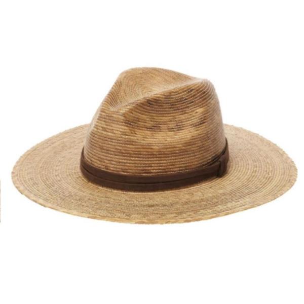 PALM STRAW FLAT BRIM HAT- OCEAN
