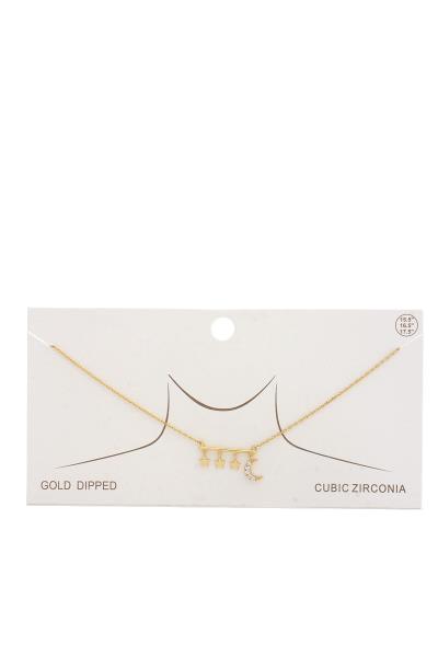 Triple Star Moon Charm Necklace