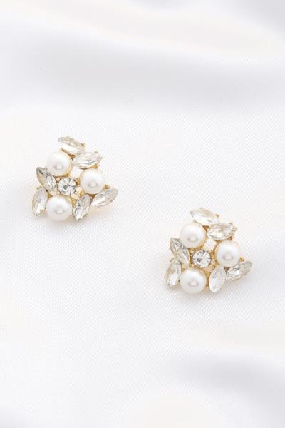 PEARL RHINESTONE CLUSTER EARRING