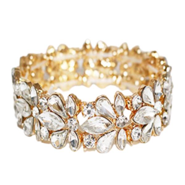 Rhinestone Flower Pattern Bracelet