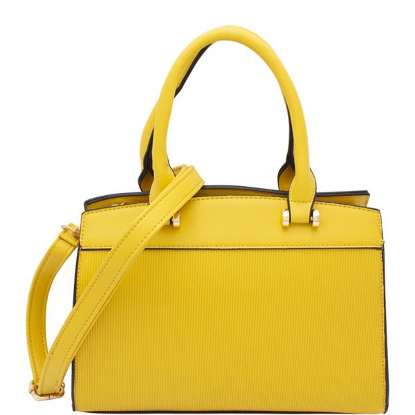 Plain Textured Handle Satchel Bag