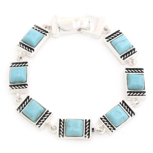 WESTERN TURQUOISE BEAD METAL BRACELET