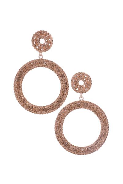 Double Circle Rhinestone Dangle Earring