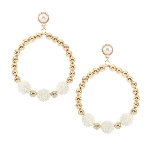 Metal Plastic Pearl Post Earring