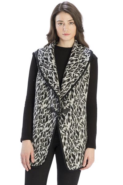 Leopard Pattern Winter Vest Jacket