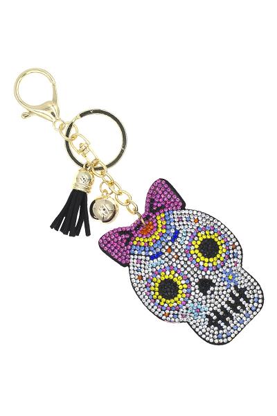 FEMALE SUAGR SKULL PUFFY BLING KEYCHAIN
