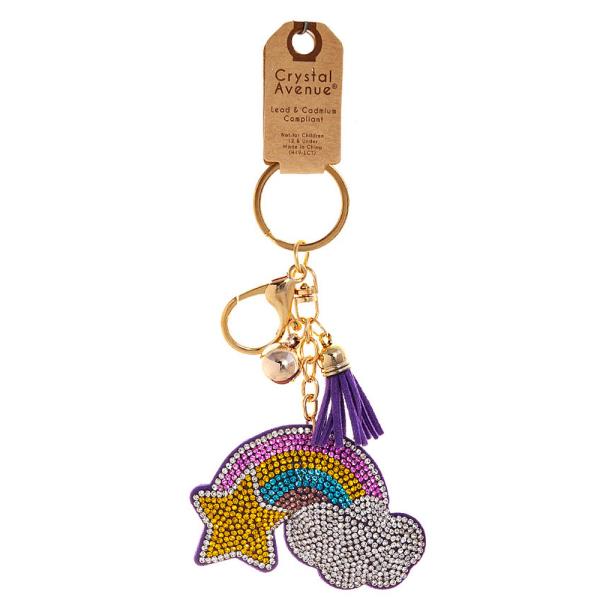 RHINESTONE RAINBOW CLOUD STAR KEY CHAIN