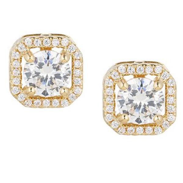 Cubic Zirconia Square Halo Stud Earring