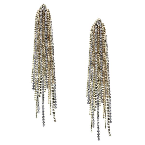 Rhinestone Ball Chain Fringe Earring