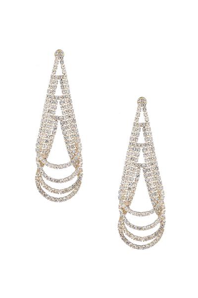 Rhinestone 2MM Layer Pear Shape Earring