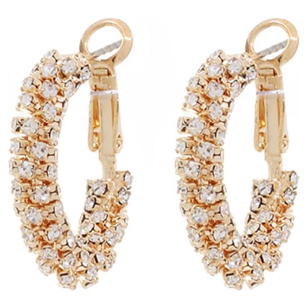 CHUNKY WILD METAL RHINESTONE MINI HOOP EARRING