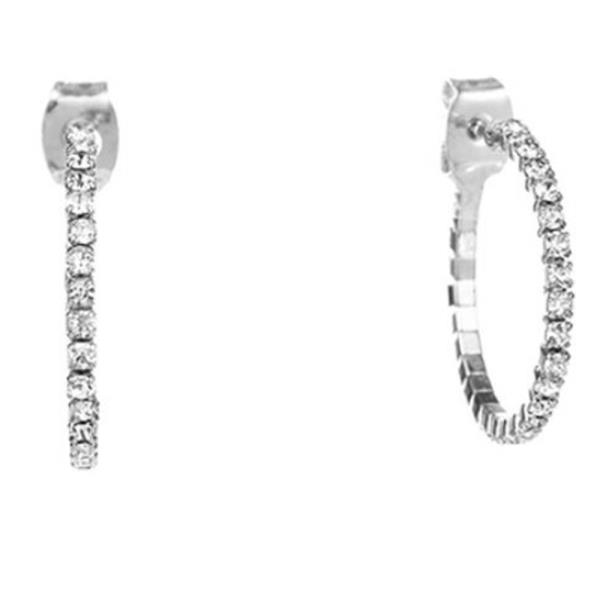 RHINESTONE 20MM CRYSTAL WIRE HOOP EARRING