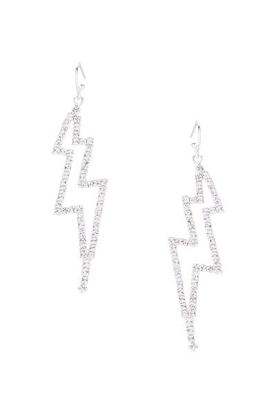 Rhinestone 2 Inch Lightning Bolt Earring