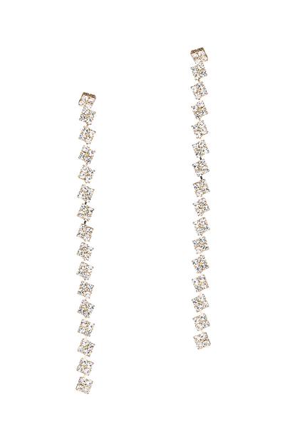 THREAD LINE RHINESTONE DROP EARRING