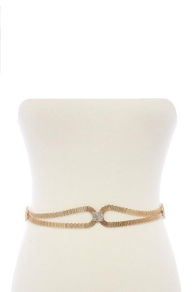 SQUARE RHINESTONE POINT METAL BELT
